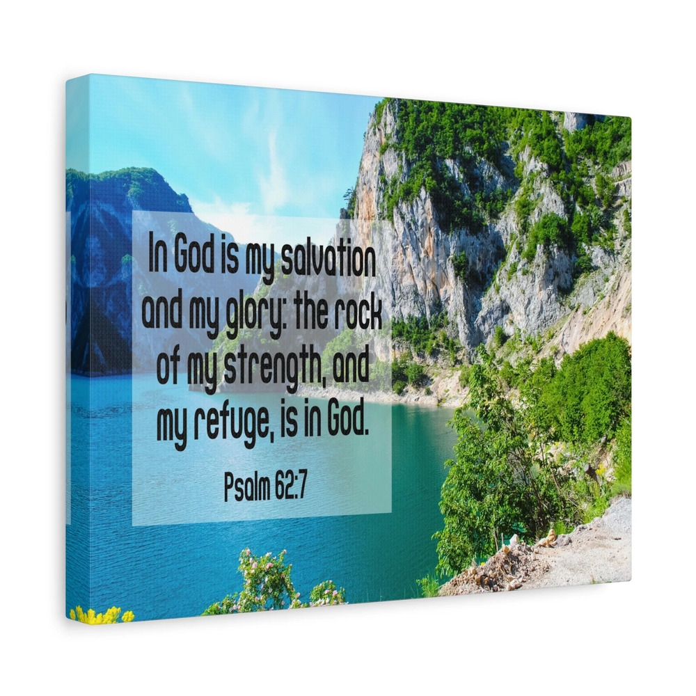 Scripture Canvas In God is My Salvation Psalm 62:7 Christian Wall Art Bible